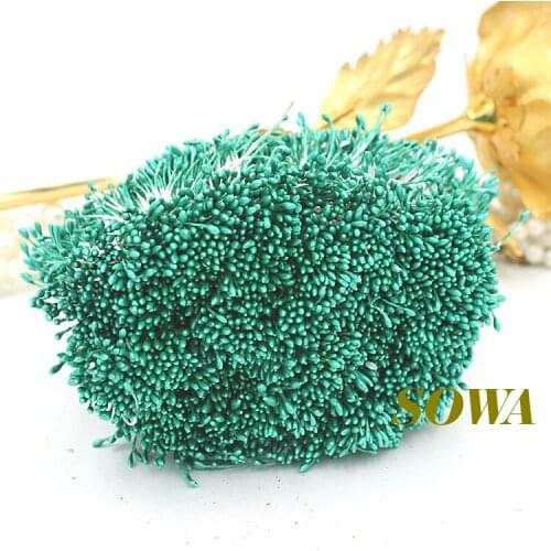 Free shipping 1mm 900pcs/Lot Double Head Green Color Flower Pearl Stamen Cake Decoration Craft DIY