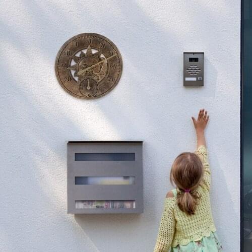 Garden Thermometer Clock 12 Inch Retro Wall Station Clock Decorative Vintage Hanging Clock Indoor Outdoor Thermometer LX9C