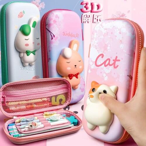 3D Stereo Pencil Case Cute Stationery Box EVA Pencil Box Cartoon Animal Pen Case Girls Pencil Case Children School Supplies
