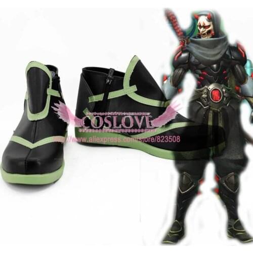 OW Game Genji Shimada Oni Black Shoes Cosplay Boots CosplayLove