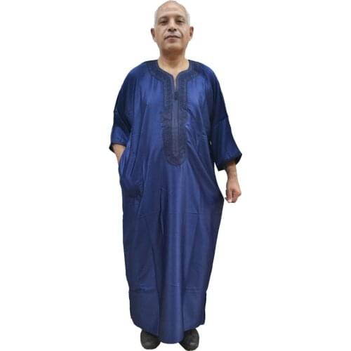 Chilaba Djellaba bright Moroccan blue for man. Comfortable and elegant to use at home or parties or events. Wide 70x147
