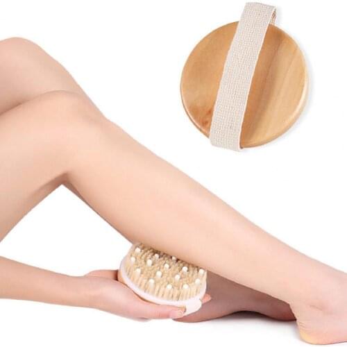 Wooden Massage Bath Brush Comfortable Bristles Bath Brush Cleaning Scrubber with Massage Beads Body Scrubber Shower Brush