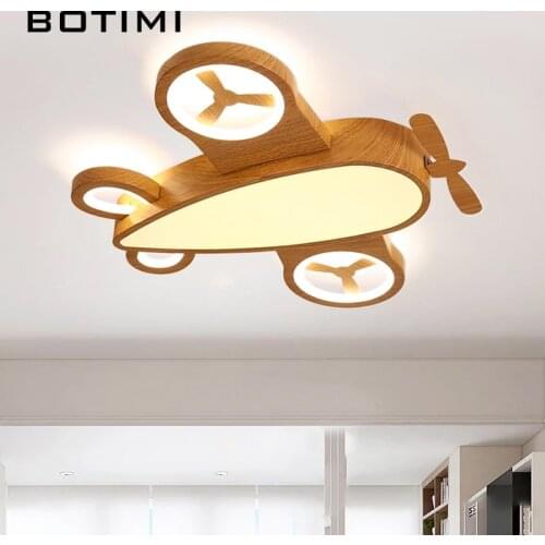 Wooden Cartoon Airplan Ceiling Light Nordic Japanese Kids Plane Surface Mounted Bedroom Lighting Wood Art DECO Boys Room Lamps