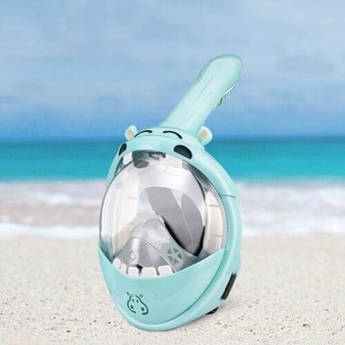 Children Cartoon Swimming Mask Silicone Anti-Fog Full Dry Scuba Diving Goggles Foldable Breathing Tube Scuba Diving Equipment