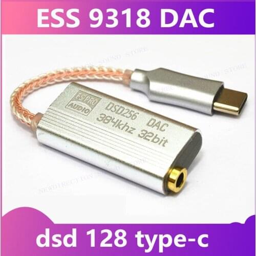 For Headphone Amplifier HiFi Decoding USB Type-C To 3.5MM Adapter DAC Portable Audio Out Chip es9318 Android Cable