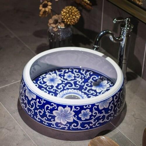 Europe style chinese washbasin sink Jingdezhen Art Counter Top ceramic bathroom sink ceramic sink hand wash basin