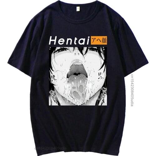 Otaku Lewd Hentai Cute Girl Pattern T Shirt Top Male Black Pure Cotton Basic Short Sleeve Japan Anime Pattern Waifu Sexy T-Shirt