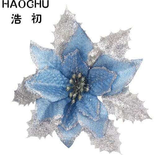 HAOCHU 5Pcs/Set 17CM Christmas Tree Decorations Home Decor Flowers 17cm Christmas Tree Flowers Wedding Ornament Decor
