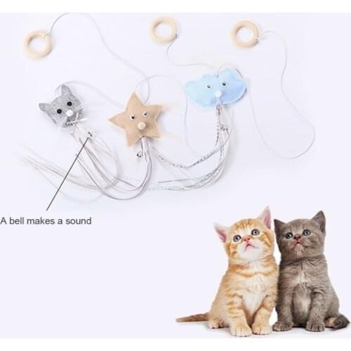 Cat Toy Cute Shape Plush Funny Cat Stick Can be Hung with Pull Tab Cute Shape Pet Toy