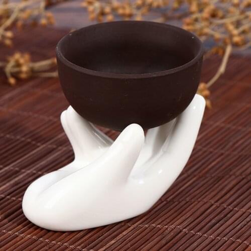 2pcs Hand Shape Ceramic Tea Filter Holder Air Plant Tillandsia Holder Egg Holder