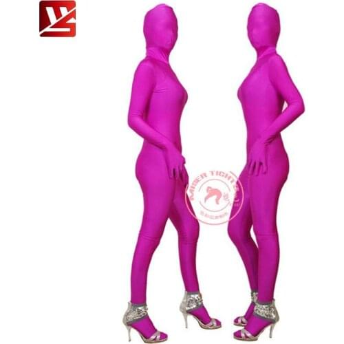 Cosplay Full Body Bodysuit Shiny Leotard High Elastic Lycra Zipper Open Crotch Bodysuit Fetish Club Wear Lingerie Plus Size F10