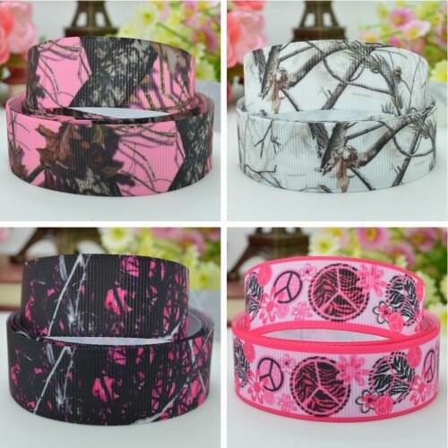 SUPWRF 16 22mm 38 50 75mm camouflage peace Printed grosgrain ribbon hair bow DIY hair accessories decoration 50 Yards B0929