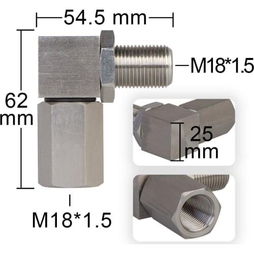 M18*1.5 Universal Oxygen Sensor Extender 90 Degree 02 Bung Extension Catalytic Converter O2 Oxygen Sensor Spacer