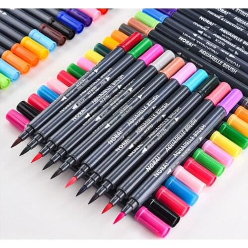 1-2mm Watercolor Art Sketching Markers36 Sets Double Head Based Pen for Manga Book Patting Drawing Student Stationary Supplies