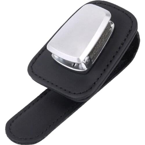 Multi-function Mini Bill Glasses Clip Car Sun Visor Aluminum Alloy Cowhide Cleather Card Holder Clip Car Sunglasses Holder