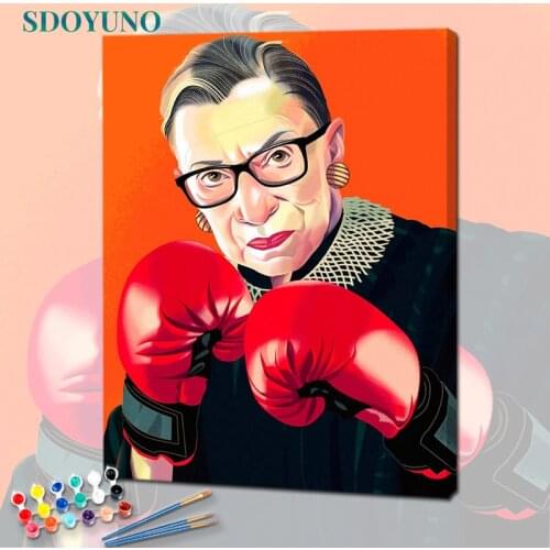 SDOYUNO Acrylic Paint By Numbers Figure Oil Painting By Numbers On Canvas Boxing Grandma 40x50cm Frameless DIY Home Decor