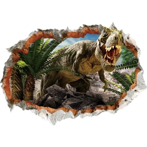 Jurassic Park Dinosaur Broken hole Wall Stickers For Kids Room Bedroom Home Decor Wall Decal PVC Mural Art Poster Childs Favor
