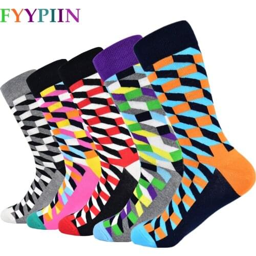 Hot selling classic mens socks happy casual cotton socks fashion design business mens socks