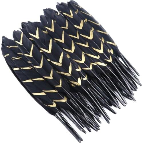 10Pcs/Lot Spray Gold Goose feather Jewelry Party Accessories Plumes for crafts 15-18CM Length Black Duck feathers Diy Pen Making