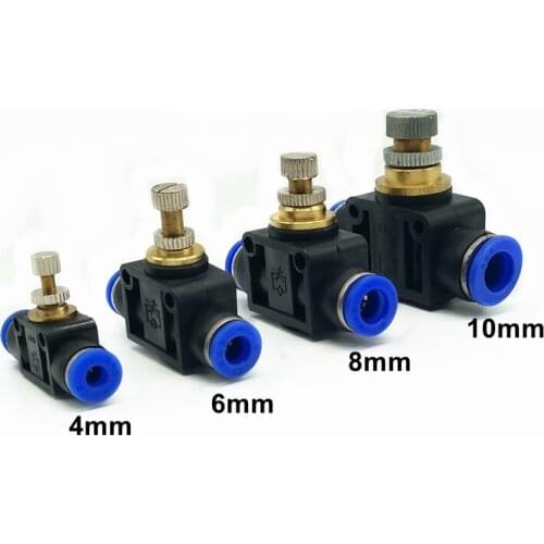 Pneumatic Throttle Flow control valve Tube OD 4mm 6mm 8mm 10mm Pneumatic fittings LSA-4 LSA-6 LSA-6 LSA-8 LSA-10
