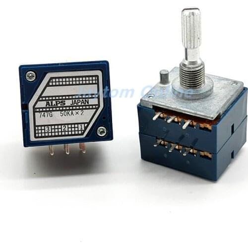 ALPS RK27 Double Volume Potentiometer 10KA 20KA 50KA 100KAx2 Dual Unit 6Pins Plum Shaft Rotary Switch