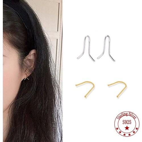 S925 Sterling Silver Y-Shaped Earrings Simple Lines Cold Wind Personalized for Women Jewelry Gifts