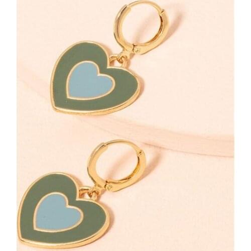 New Double Heart-Shaped Resin Earrings Womens Clip Earrings Jewelry Accessories Vintage Style Ladies Gifts