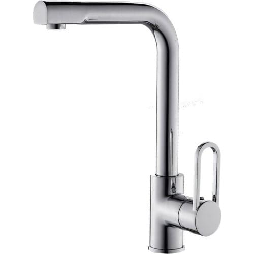 Cold and Hot Water Kitchen Faucet Brass Chrome Tap Single Handle Kitchen Faucets Swivel Spout Kitchen Water Sink Mixer Tap