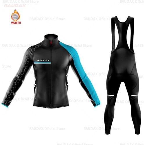 Cycling Jersey Set 2021 Pro Team Raudax Winter Fleece Cycling Clothing MTB Cycling Bib Pant Ropa Ciclismo Triathlon Cycling Kit