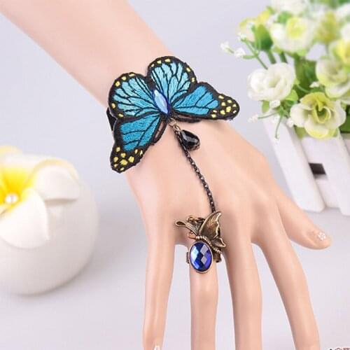 Gothic Chains Bracelet Big Butterfly Charm Bracelets For Women Jewelry Cubic Zirconia Statement Link Chains Bead Wristbands Gift