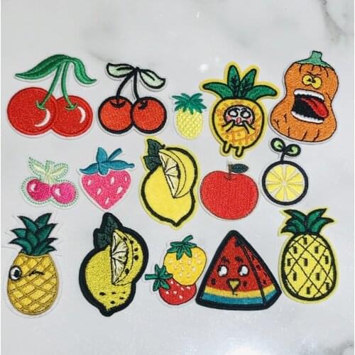 1Pcs Fruit Tree Cherry Pumpkin Iron on Patches for Backpack Clothing DIY Embroidery Patch Applique Parches Kawaii Stickers Badge