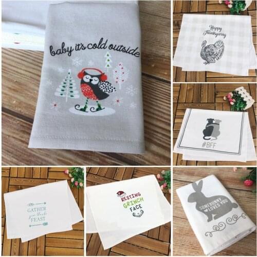 1pc 70x45cm Dish Towel Cotton Kitchen Towel Printed Tea Towel Table Napkin Kitchen Textile European Style