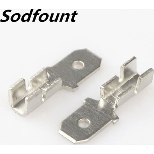 100pcs DJ615A-6.3A Insert 250 Terminal Block Wire Copper Connector Crimp Range 0.3-1.5mm2