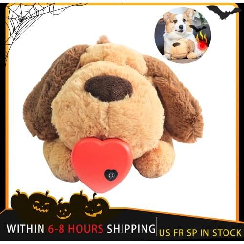 2021 Pet Toy Dogs Plush Toy Comfortable Behavioral Training Aid Toy Heart Beat Heating Soothing Plush Doll Sleep