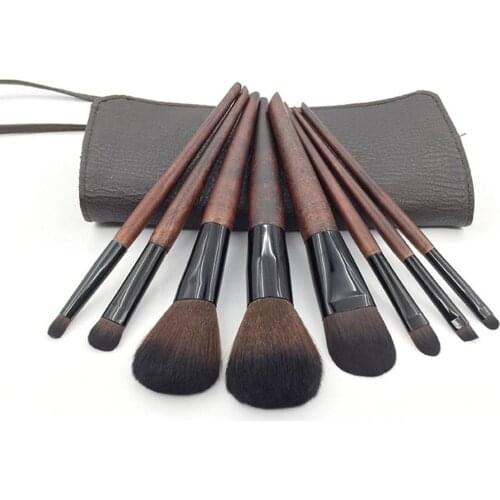 8 PCS Luxury Imitation Ebony Wood Eye Shadow Brush Makeup Brush Set Face Contour Beauty Makeup Tools