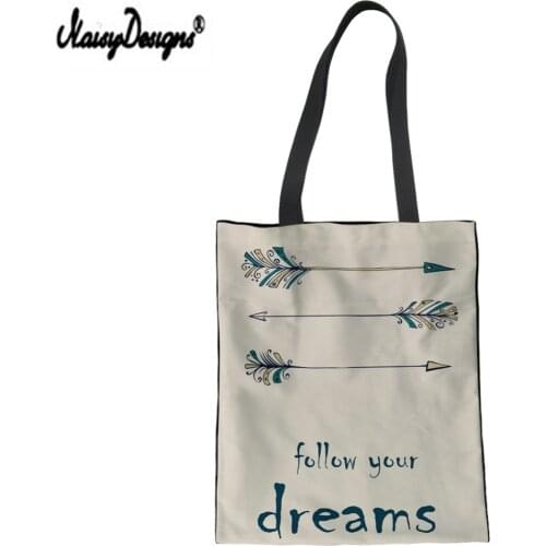 NOISYDESIGNS Fashion Female Shoulder Foldable Travel Bag Dreams Letter Shopper Tote Women Reusable Shopping Bag Student Book Bag