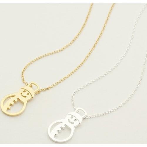 Daisies One Piece Kids Choker Necklace Cute Snowman Cartoon Pendant Necklace Statement Jewelry Lovely Girls Kids Birthday Gift