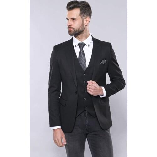 Black Blazer Vest Set Wessi