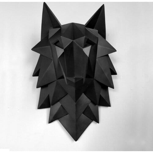 HOME STATUE DECORATION ACCESSORIES 3D ABSTRACT WOLF HEAD SCULPTURE WEDDING CHRISMAS WALL DECOR HANDMADE RESIN ART CRAFT ARTWARE