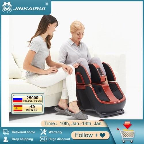 JinKairui Automatic Kneading Rolling Shiatsu Air Compression Feet Massage Electric Heat Foot Massager Calf Household Machine