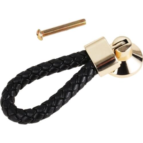 Brown/Black Leather Furniture Handle Door Pull Knobs Single Hole 80mm Kitchen Cupboard Cabinet Drawer Suitcase Accessories