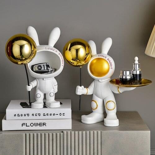 Home Decor Astronaut Resin Statues Space Rabbit Sculpture Storage Tray Home Storage Living Room Home Decoration Crafts