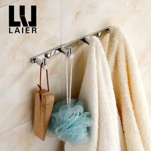 Copper bathroom towel hooks European-style minimalist four rows of metal hook bathroom hook coat hooks for hanging clothes