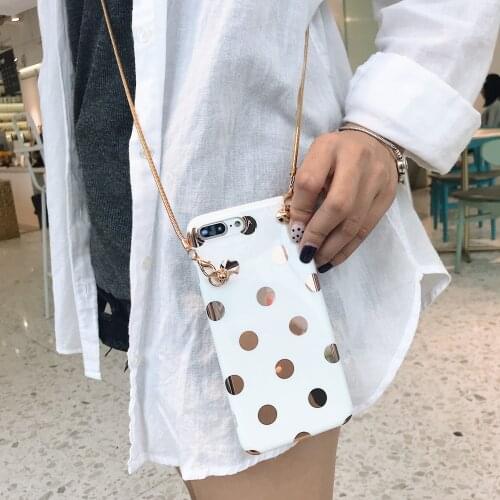 Cute simple wave dot silicone phone case for iPhone 11 12 Pro max case XS MAX 7 8 plus X XR 6s Crossbody chain bag Plant leaves