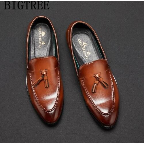 Toe Pointed Leather Shoes Men Formal Evening Dress Office Shoes For Men 2021 Coiffeur Brown Dress Shoes Men Elegant Buty Meskie