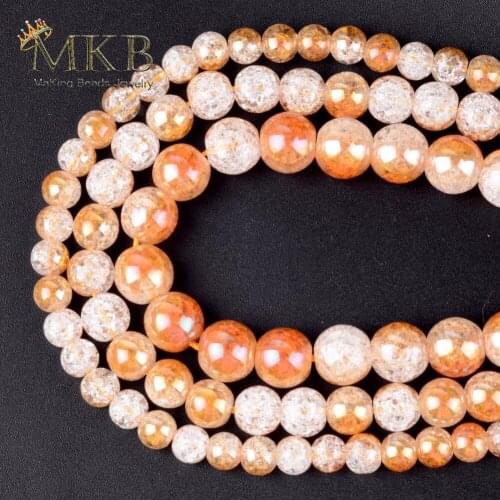 Wholesale Round Champagne Gold White Crystal Beads For Jewelry Making 6 8 10 12mm Natural Stone Beads Diy Bracelet Necklace