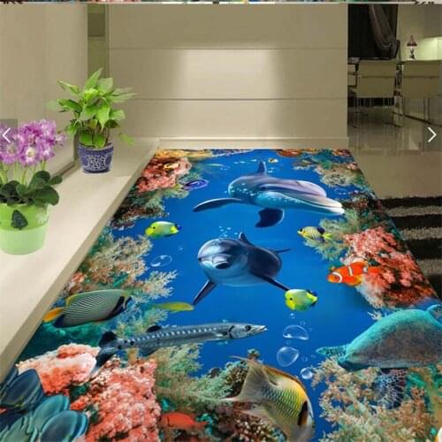 Beibehang Custom self-adhesive flooring 3d underwater world bathroom living room bedroom painting wallpaper 3D stereo flooring