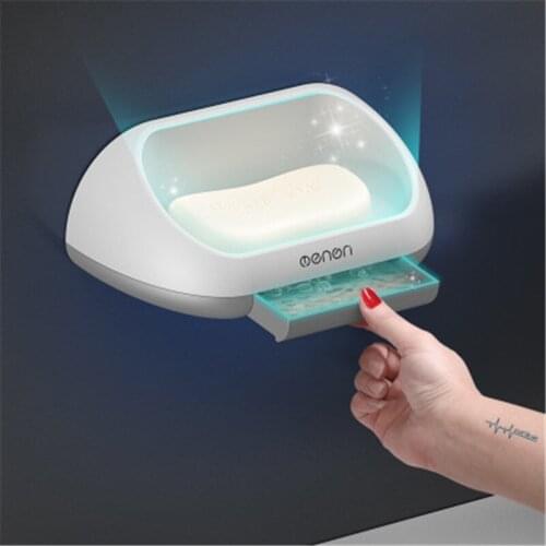 Hole free soap box toilet drainage creative wall mounted soap rack bathroom shelf double suction cup soap rack