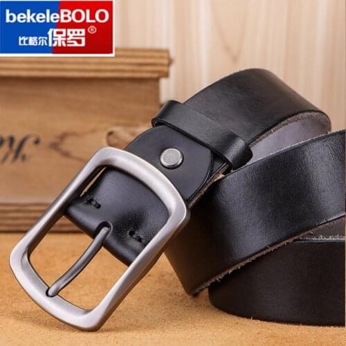 Men Top Layer Leather Casual High Quality Belt Vintage Design Pin Buckle Genuine Leather Belts For Men Original Cowhide