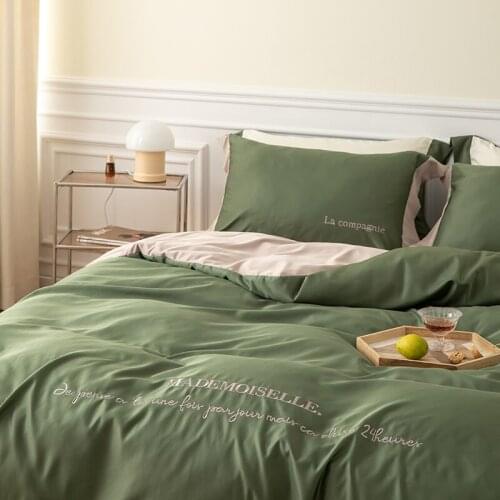 Nordic Luxury Bedding Set Solid Color Duvet Cover 240x220 King Size Flat Bed Sheet Pillowcase Embroidery Home Quilt Covers Adult